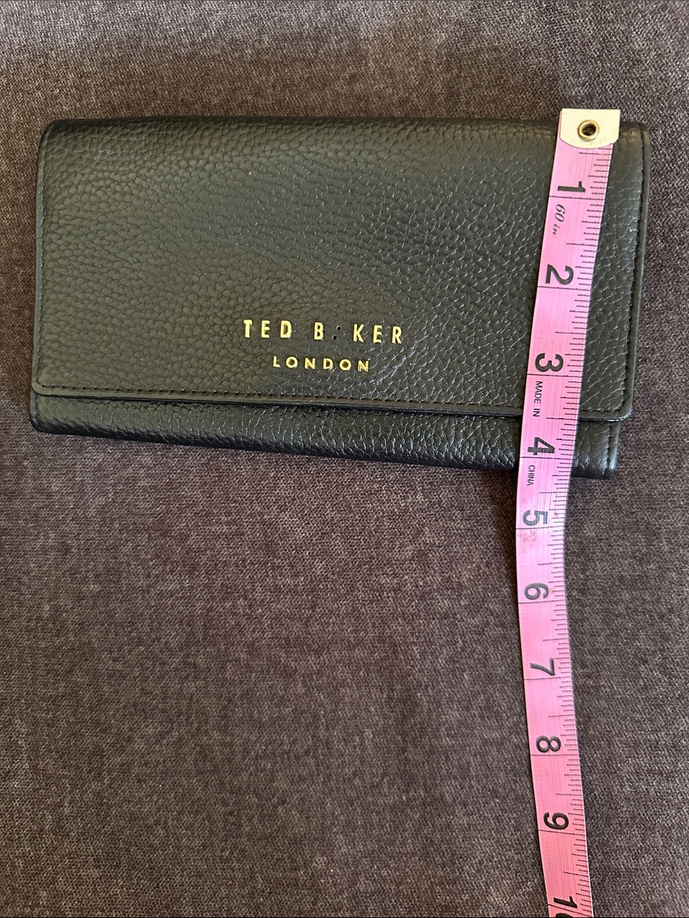 Ted Baker Black Leather Continental Wallet with Gold Logo (missing “A) - Picture 7 of 7